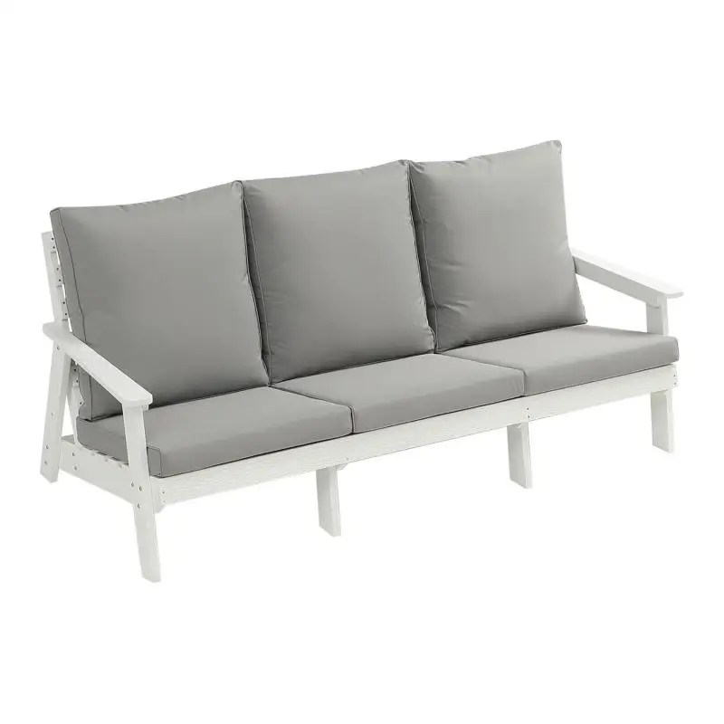 HIPS 3 Seater Sofa with Cushion, Wood Grain Outdoor Garden Sofa,White/Grey
HIPS 3 Seater Sofa with Cushion, Wood Grain Outdoor Garden Sofa,White/Grey