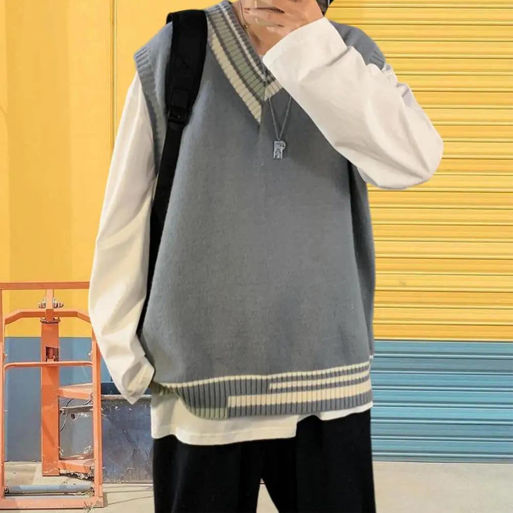 Men Sweater Vest Pullover Warm Comfortable Vest Autumn Winter Contrast Colors V Neck Sweater Sleeveless Knitted Sweaters Vest
Men Sweater Vest Pullover Warm Comfortable Vest Autumn Winter Contrast Colors V Neck Sweater Sleeveless Knitted Sweaters Vest