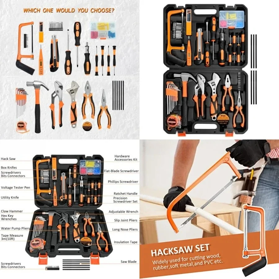 Tool Set,148-Piece Home Repair Tool Kit for Men Women College Students,Household Basic Hand Tool Sets with Case for Home Maintenance,Dorm Essentials and DIY Projects
Tool Set,148-Piece Home Repair Tool Kit for Men Women College Students,Household Basic Hand Tool Sets with Case for Home Maintenance,Dorm Essentials and DIY Projects