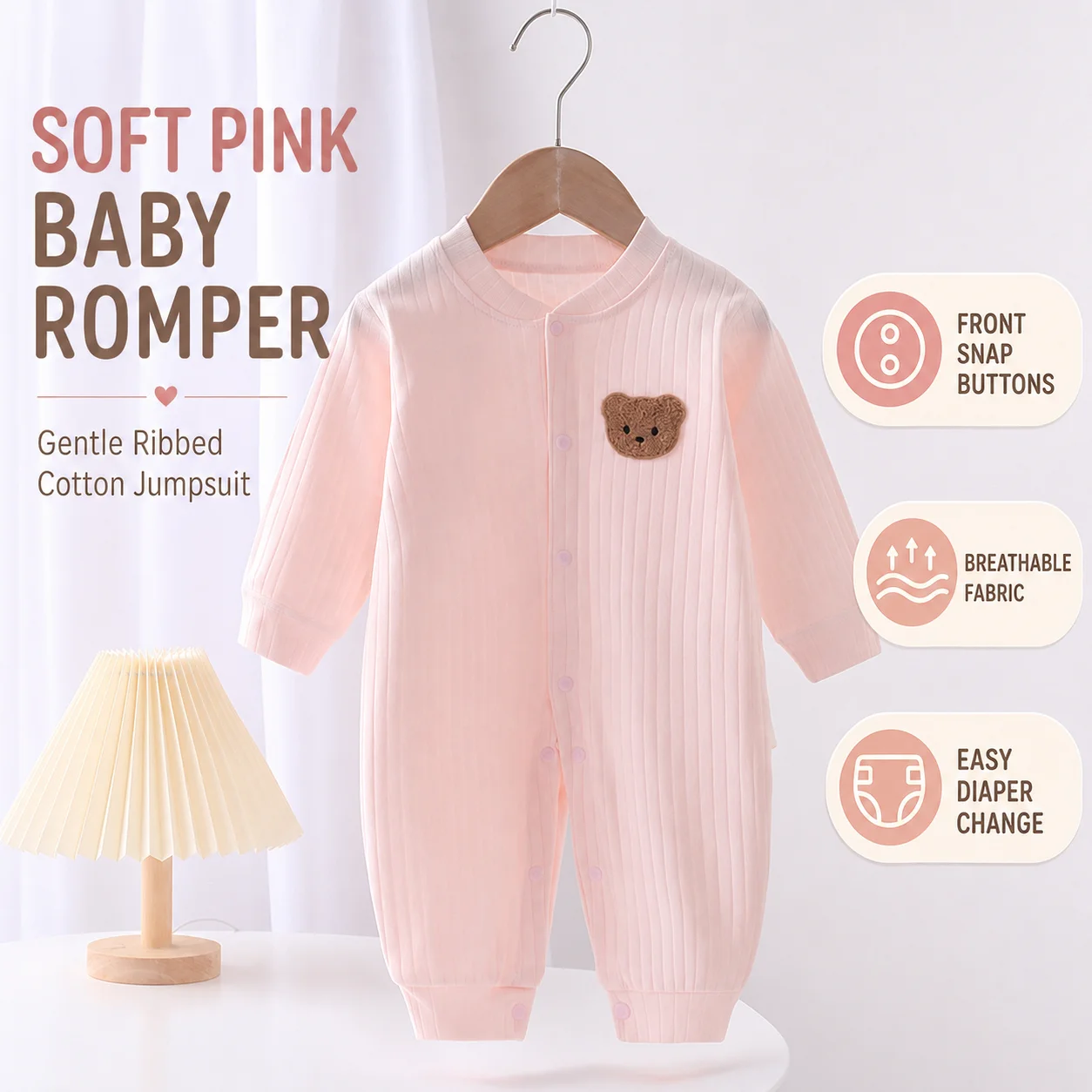Soft Pink Baby Romper Newborn Long Sleeve Jumpsuit Ribbed Cotton Infant Bodysuit Front Snap Baby Pajamas Cute Bear Clothes
Soft Pink Baby Romper Newborn Long Sleeve Jumpsuit Ribbed Cotton Infant Bodysuit Front Snap Baby Pajamas Cute Bear Clothes
