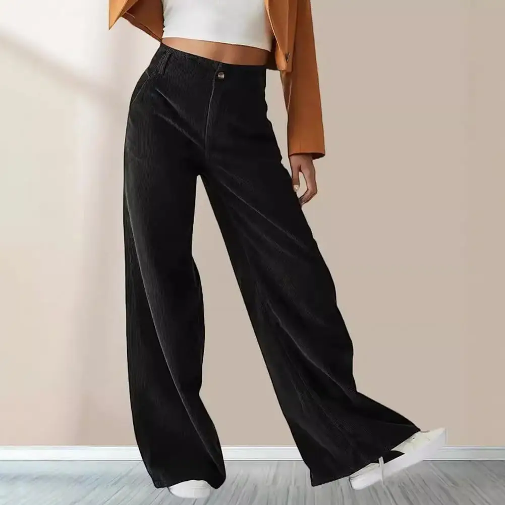 Women Solid Color Trousers Stylish Women's Corduroy High Waist Wide Leg Pants with Pockets for Daily Wear Button Zipper Fly
Women Solid Color Trousers Stylish Women's Corduroy High Waist Wide Leg Pants with Pockets for Daily Wear Button Zipper Fly