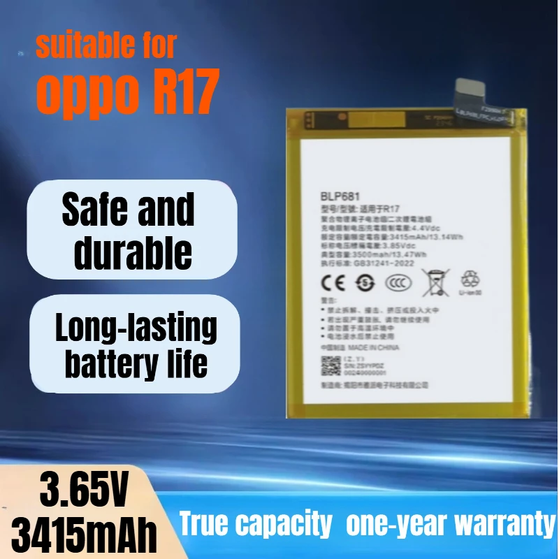 BLP681 oppo mobile phone battery, suitable for oppo R17 large capacity built-in battery oppo R17 battery
BLP681 oppo mobile phone battery, suitable for oppo R17 large capacity built-in battery oppo R17 battery