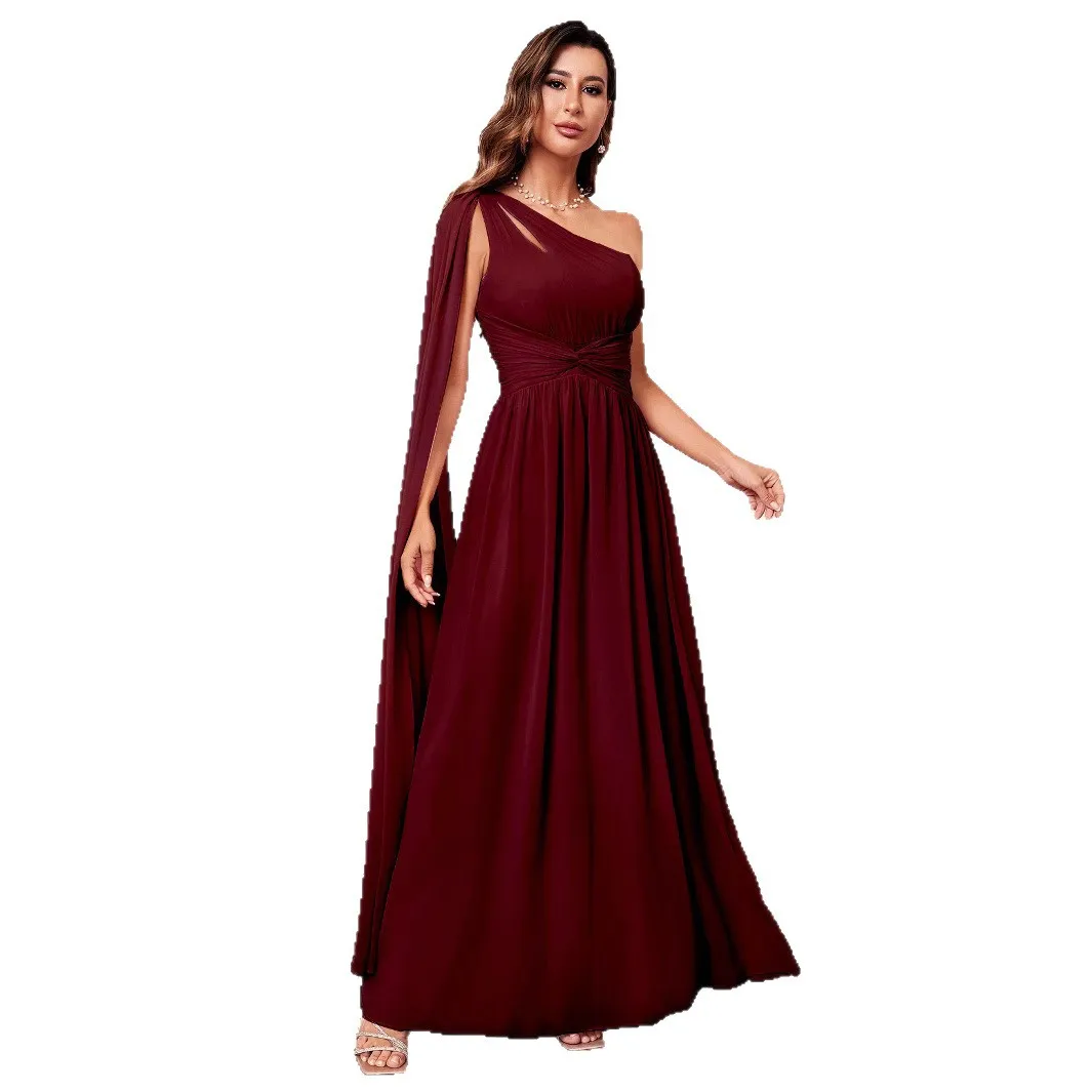 Elegant One Shoulder Ribbon Ruched Chiffon Long Formal Evening Party Dress
Elegant One Shoulder Ribbon Ruched Chiffon Long Formal Evening Party Dress