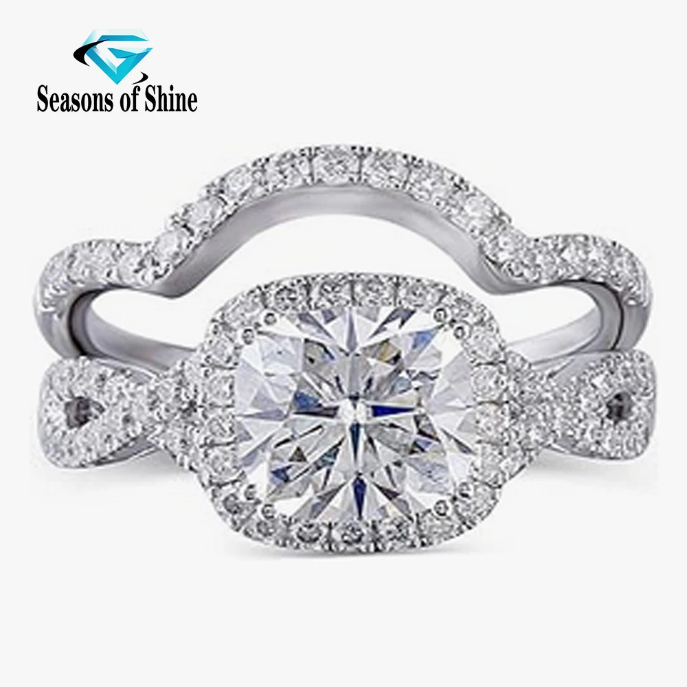 Sesons of Shine Solid S925 Серебро 2 карата 7,5X7,5 мм Cushion Cut FG Цвет Муассанит Halo Обручальное кольцо Набор из 2 предметов для женщин
Sesons of Shine Solid S925 Серебро 2 карата 7,5X7,5 мм Cushion Cut FG Цвет Муассанит Halo Обручальное кольцо Набор из 2 предметов для женщин