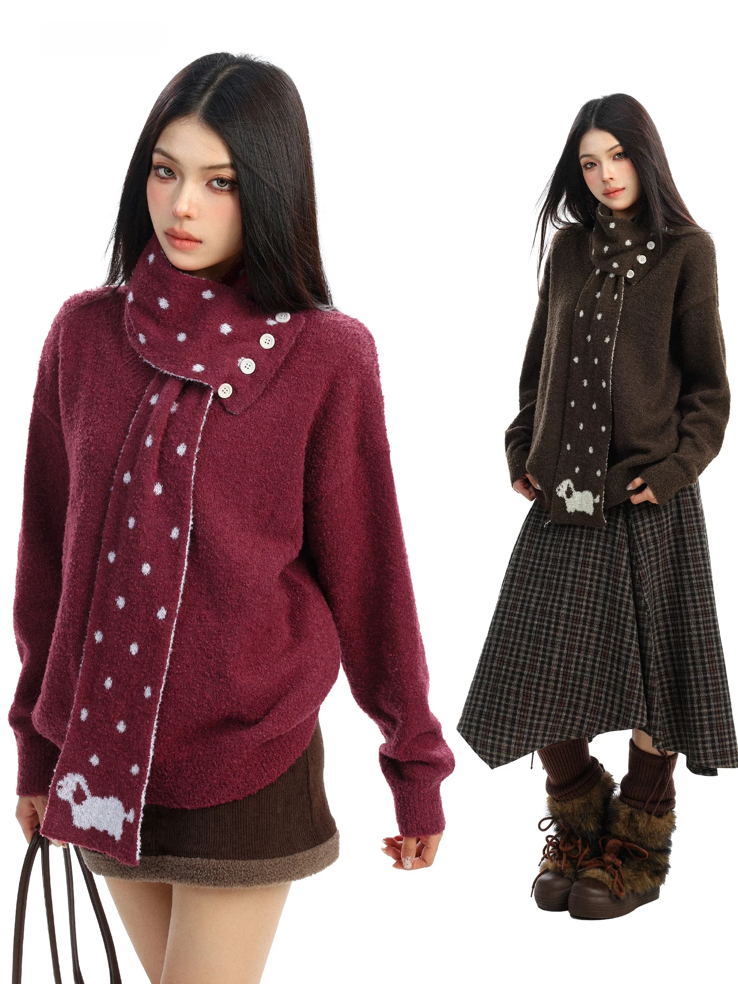 New Year Red Polka Dot Dog Sweater Women's Autumn Winter Soft Lazy Sle Top Biggold Scarf Aosphere Sense Retro Loose Fit K...
New Year Red Polka Dot Dog Sweater Women's Autumn Winter Soft Lazy Sle Top Biggold Scarf Aosphere Sense Retro Loose Fit K...