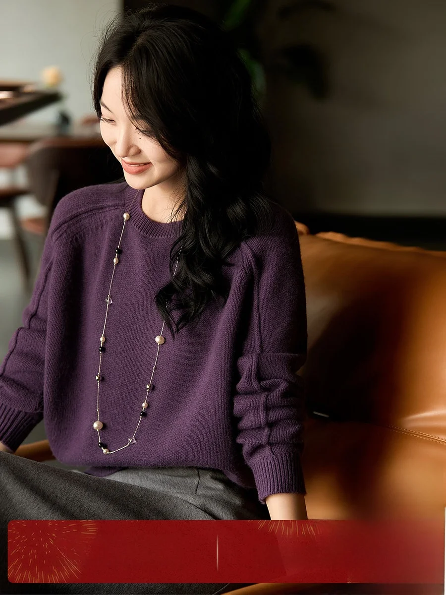 Вязаный свитер Crtsmanip из шерсти и кашемира с круглым вырезом, женский, свободный крой, мягкий, теплый, повседневный, с длинными рукавами, осенняя новинка
Вязаный свитер Crtsmanip из шерсти и кашемира с круглым вырезом, женский, свободный крой, мягкий, теплый, повседневный, с длинными рукавами, осенняя новинка