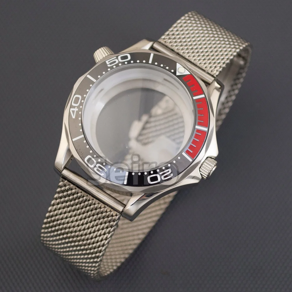 41mm Stainless Steel Watch Case Mesh Strap Ceramic Bezel Waterproof For Seamaster 300 NH35/NH36 Movement Men Watch Accessories
41mm Stainless Steel Watch Case Mesh Strap Ceramic Bezel Waterproof For Seamaster 300 NH35/NH36 Movement Men Watch Accessories