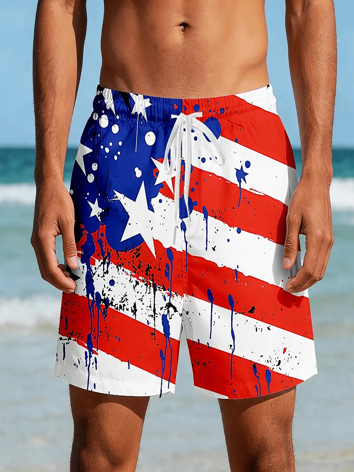 Men's 1776 2026 American Flag Print Quick Dry Drawstring Waist Beach Shorts Swim Trunks
Men's 1776 2026 American Flag Print Quick Dry Drawstring Waist Beach Shorts Swim Trunks