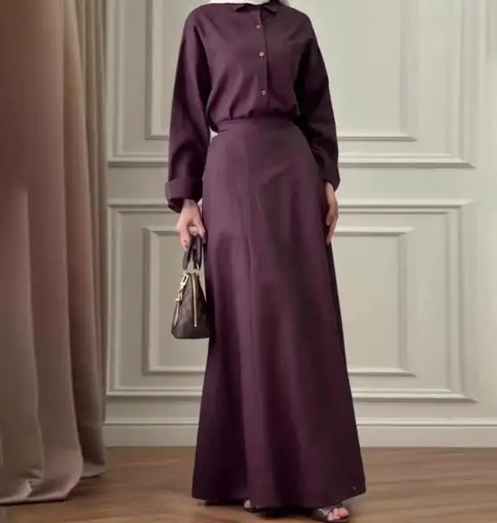 Women's Solid Color Long Sleeved Button Top Hip Hugging Long Skirt Casual Set Fashionable Elegant Outfit for Office And Parties
Women's Solid Color Long Sleeved Button Top Hip Hugging Long Skirt Casual Set Fashionable Elegant Outfit for Office And Parties