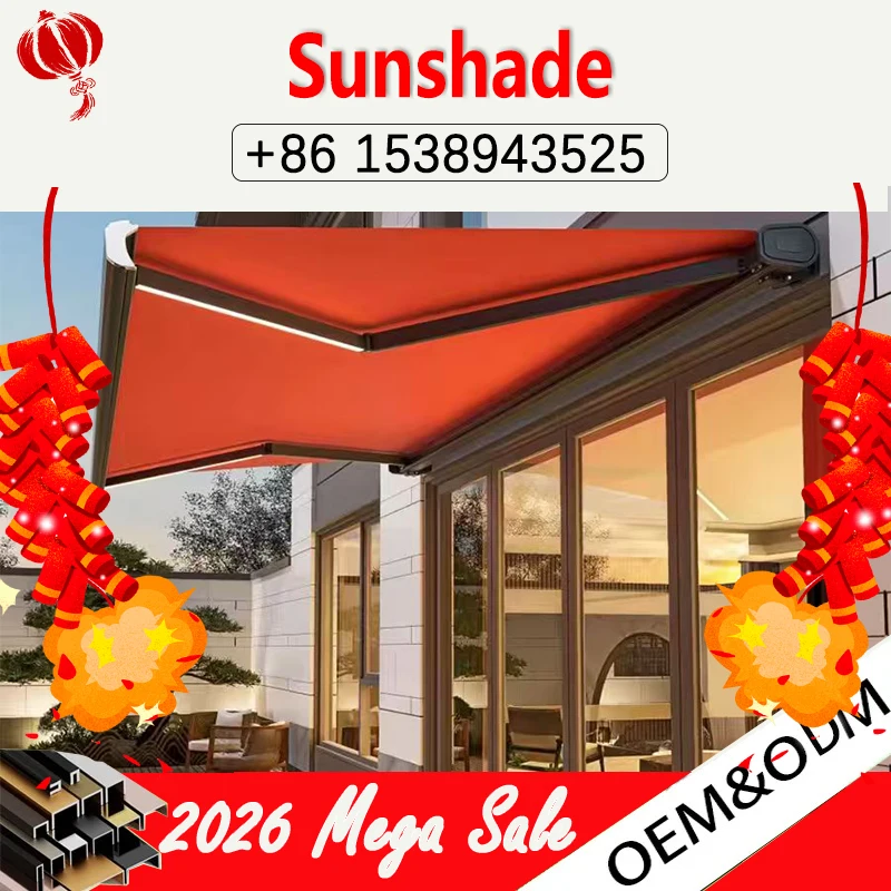 Aluminum retractable awning with full cassette and electric operation, featuring a rainproof design for patios.
Aluminum retractable awning with full cassette and electric operation, featuring a rainproof design for patios.
