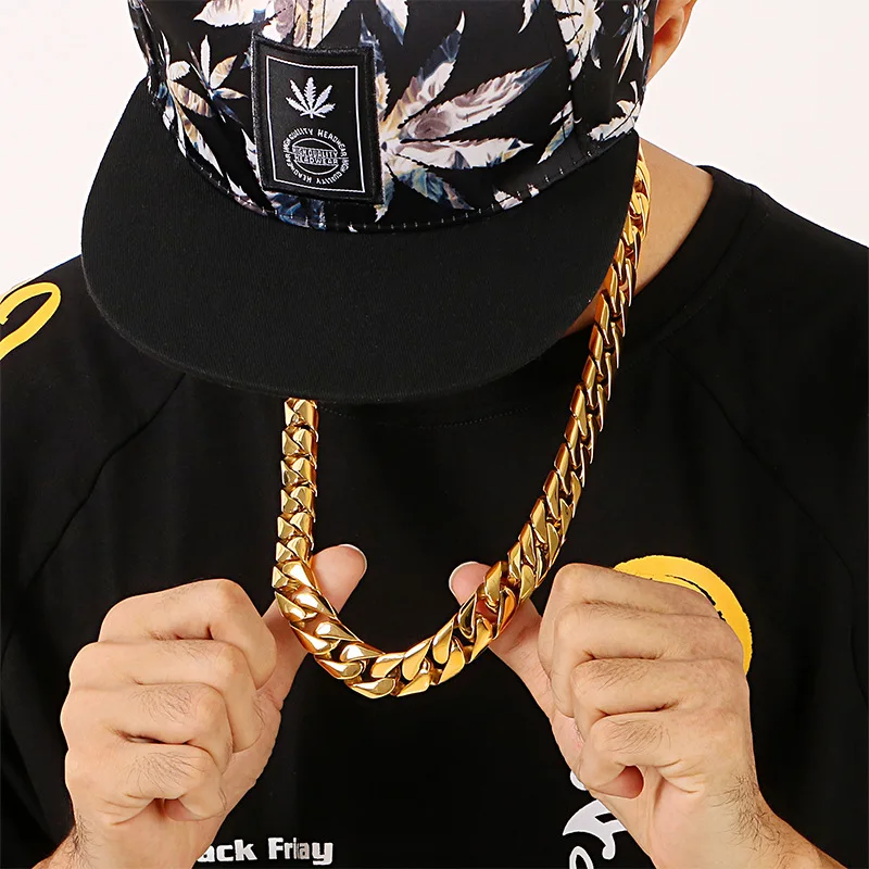17mm Heavy Punk Gold Color Curb Cuban Chain Necklace Bracelet Men Women Hiphop Shiny Stainless Steel Bike Biker Choker Jewelry
17mm Heavy Punk Gold Color Curb Cuban Chain Necklace Bracelet Men Women Hiphop Shiny Stainless Steel Bike Biker Choker Jewelry