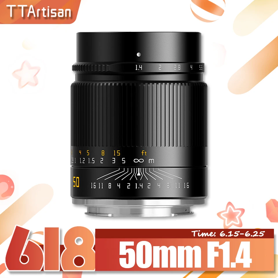 TTArtisan 50mm F1.4 ASPH Manual Focus Large Aperture Camera Lens for Nikon Z ZFC Canon RF R5 R6 Sony E A7III Sigma L-Mount
TTArtisan 50mm F1.4 ASPH Manual Focus Large Aperture Camera Lens for Nikon Z ZFC Canon RF R5 R6 Sony E A7III Sigma L-Mount