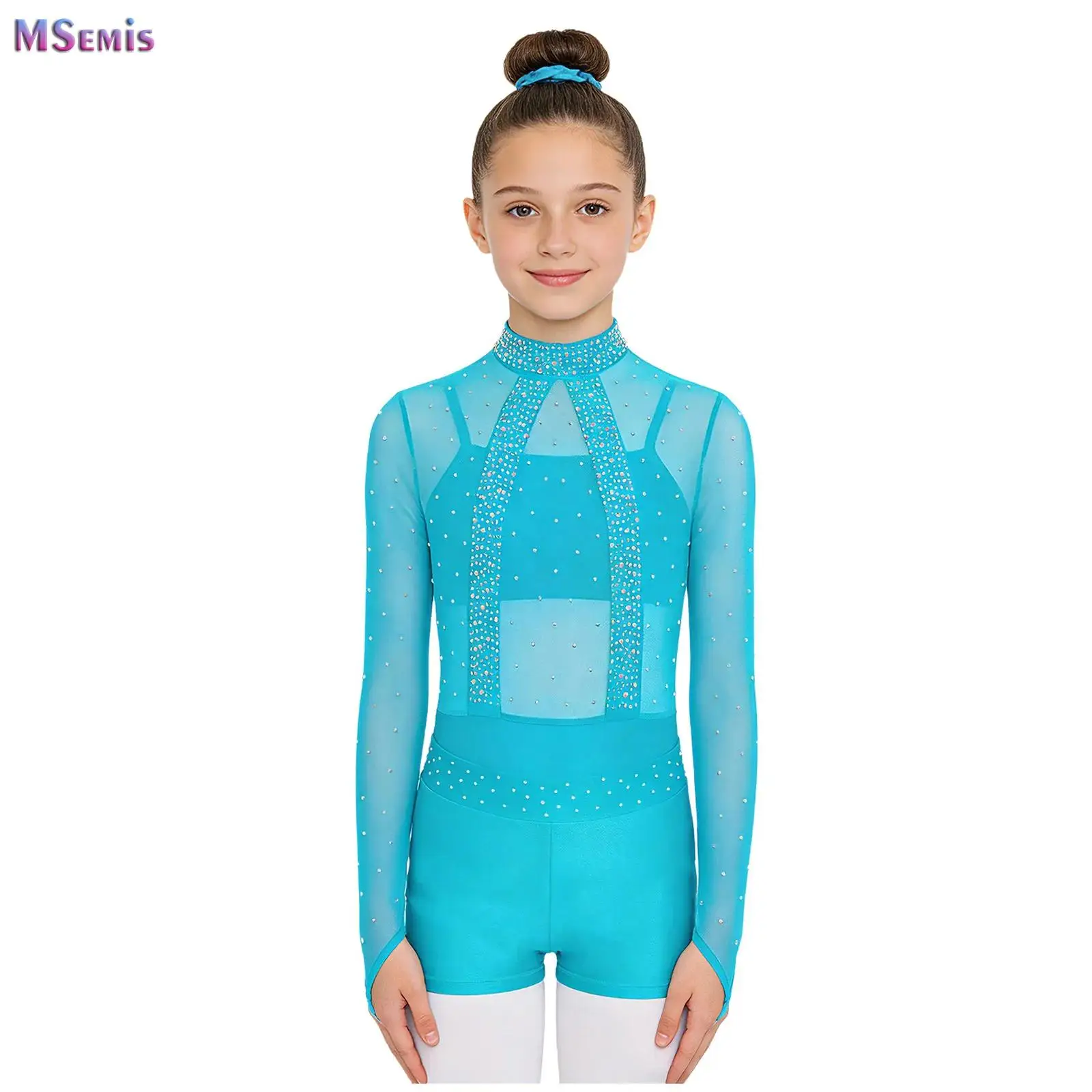 4Pcs Kids Girls Gymnastics Dance Outfit Shiny Rhinestone Sheer Mesh Bodice Leotard+Spaghetti Straps Camisole+Shorts+Hairband Set
4Pcs Kids Girls Gymnastics Dance Outfit Shiny Rhinestone Sheer Mesh Bodice Leotard+Spaghetti Straps Camisole+Shorts+Hairband Set