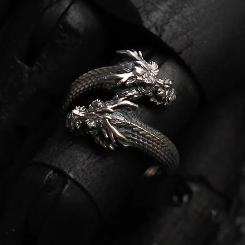 Hot retro distressed design double headed dragon ring Thai silver men feel national style China-Chic adjustable
Hot retro distressed design double headed dragon ring Thai silver men feel national style China-Chic adjustable