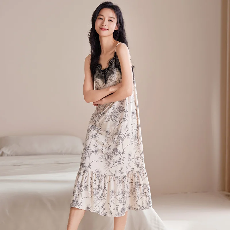 summer MODAL COTTON Print Casual loose Nightdress with chest pad Sleepwear Women's O-Neck Backless Slip Dress Nightgown homewear
summer MODAL COTTON Print Casual loose Nightdress with chest pad Sleepwear Women's O-Neck Backless Slip Dress Nightgown homewear