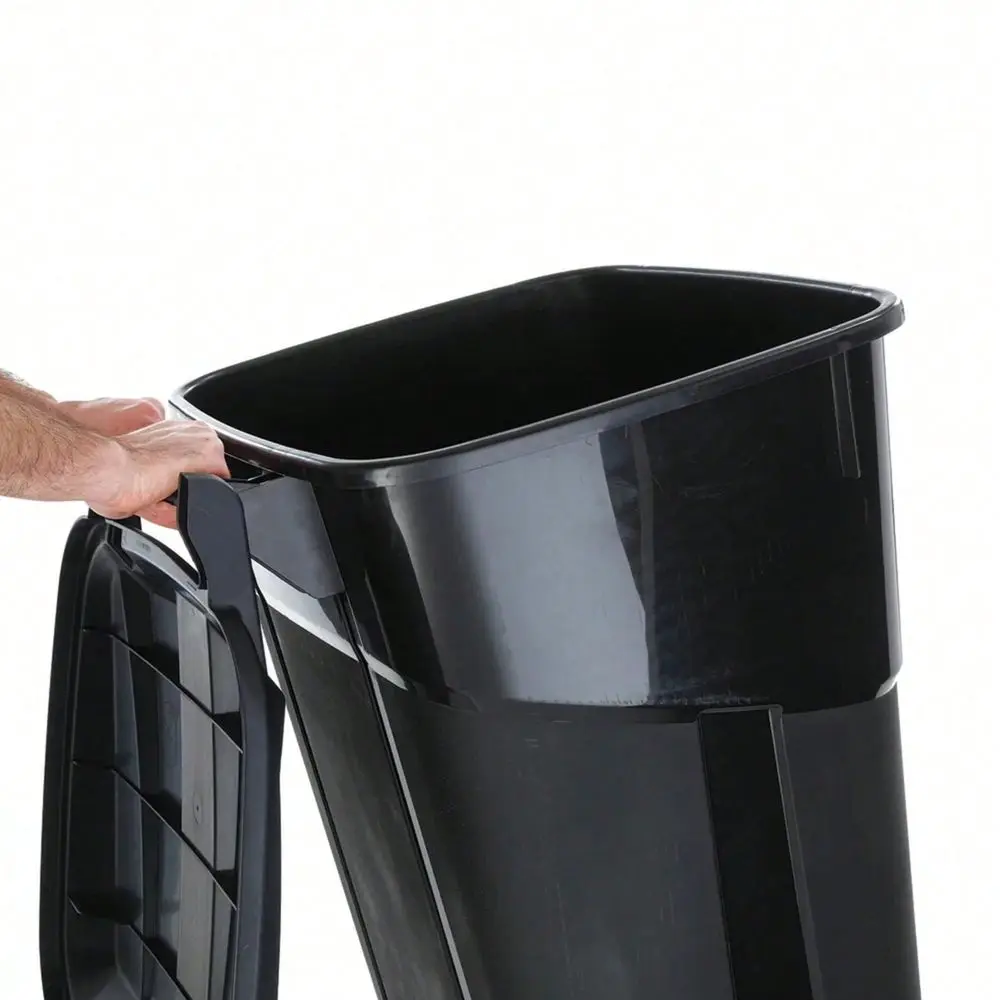 Gallon Wheeled Heavy Duty Plastic Garbage Can, Attached Lid, Black
Gallon Wheeled Heavy Duty Plastic Garbage Can, Attached Lid, Black