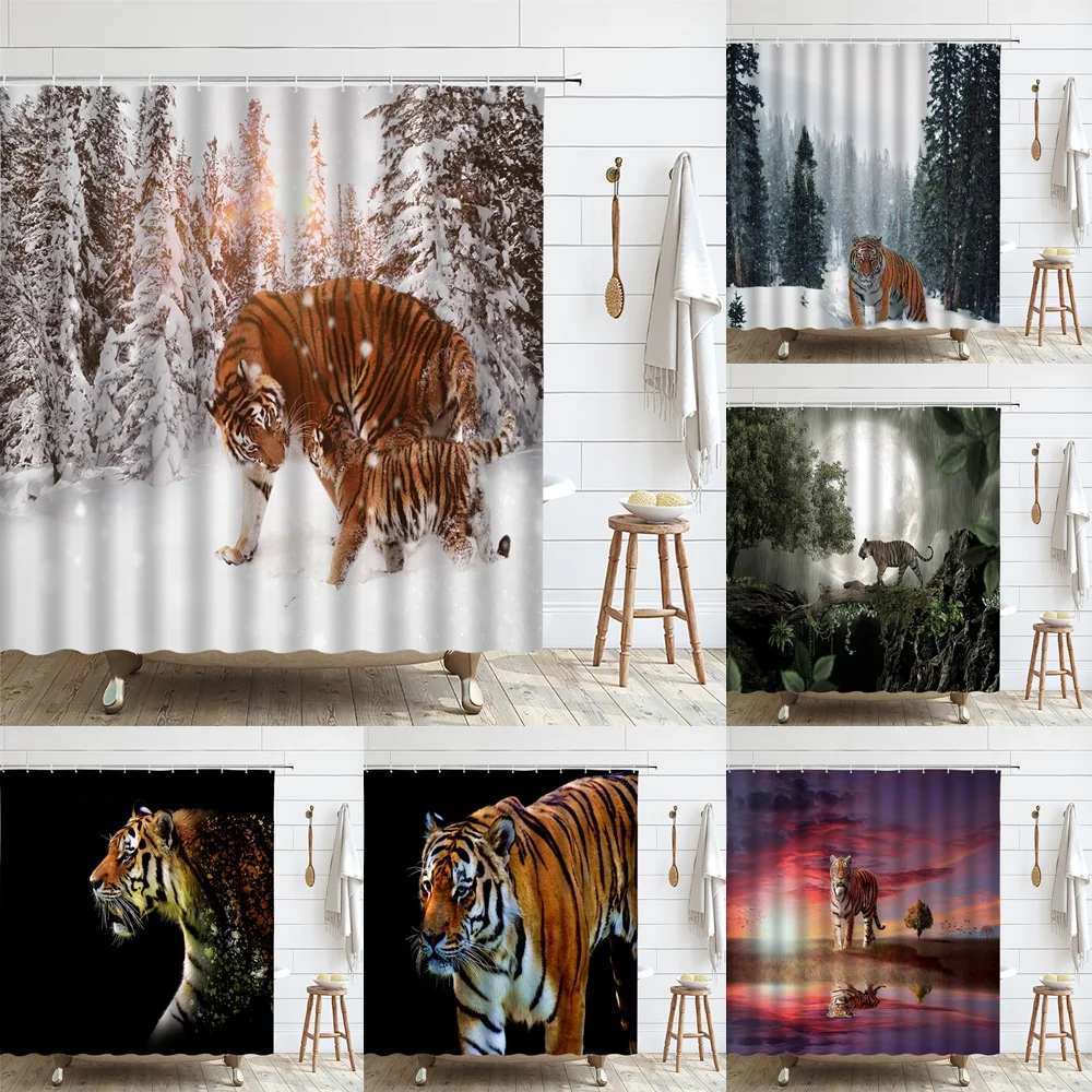 Wildlife Tiger Shower Curtain Winter Pine Tree Forest Animal Snow Scenery Jungle Bathroom Curtains Waterproof Fabric Screen Home
Wildlife Tiger Shower Curtain Winter Pine Tree Forest Animal Snow Scenery Jungle Bathroom Curtains Waterproof Fabric Screen Home