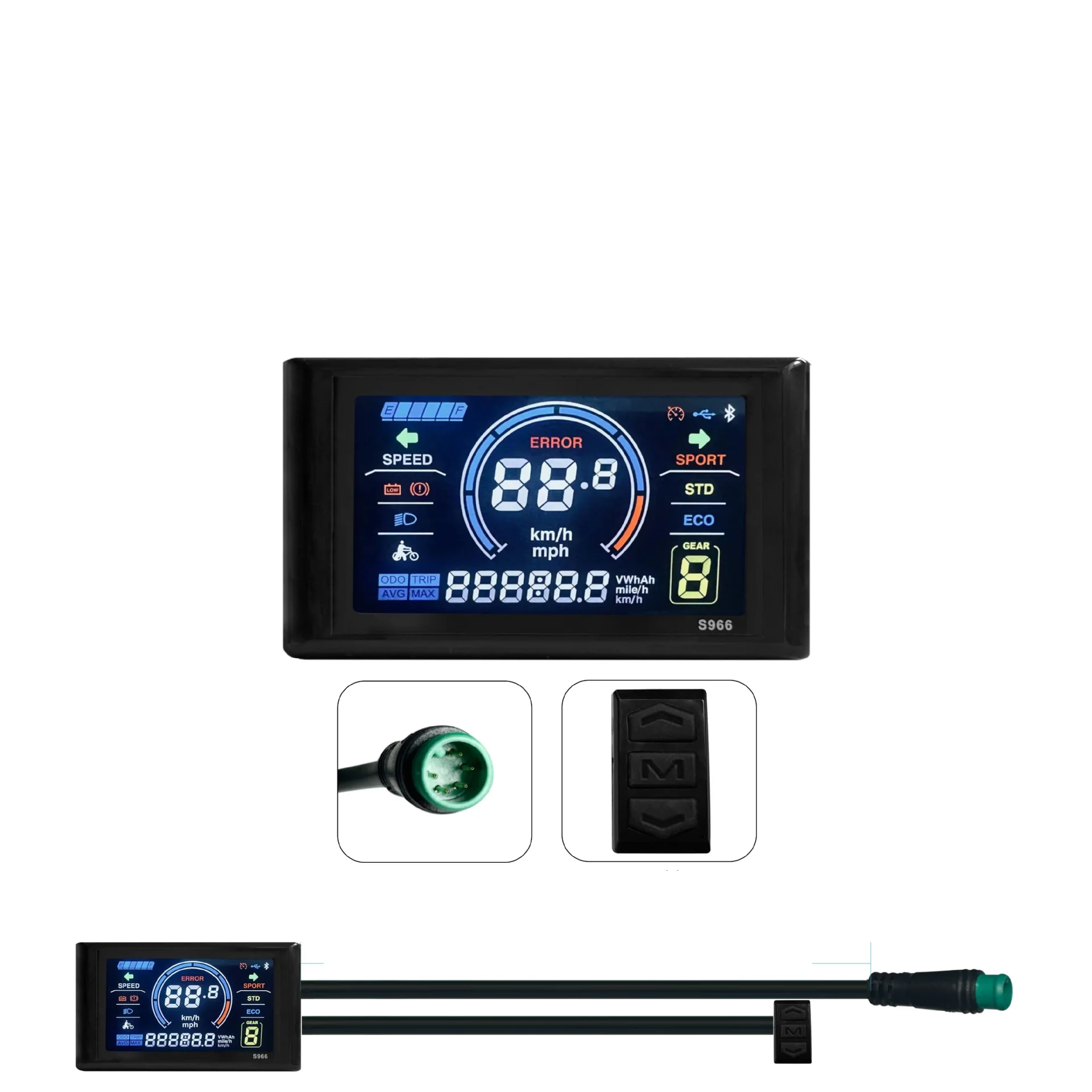 24-72V Ebike LCD Display 5Pins LCD-S966 Smart Color Screen Waterproof Mountain Bike Control Panel For Electric Bike Accessories
24-72V Ebike LCD Display 5Pins LCD-S966 Smart Color Screen Waterproof Mountain Bike Control Panel For Electric Bike Accessories