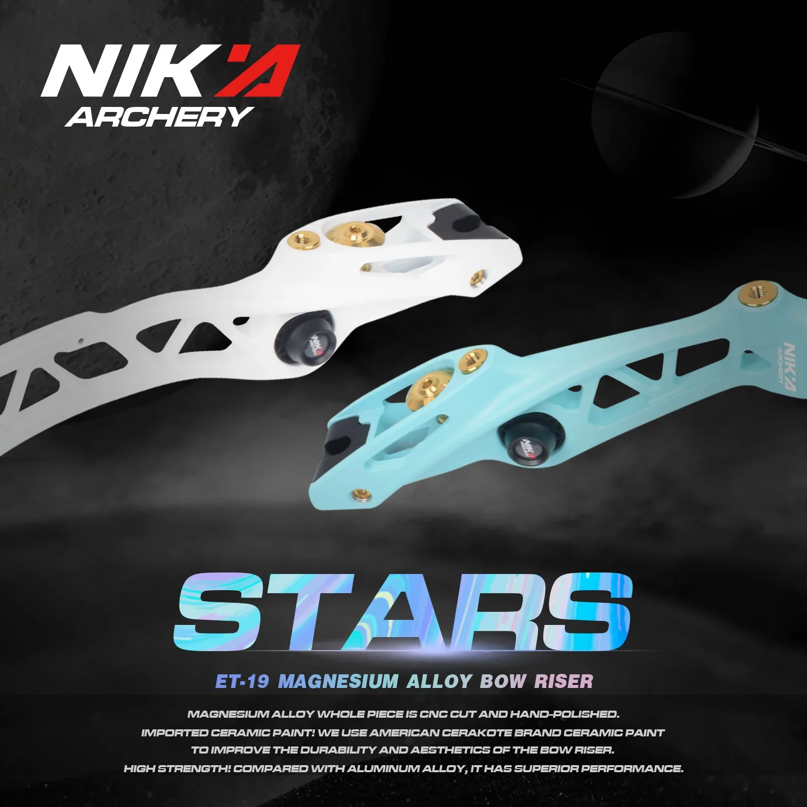 Nika Archery ET-19 STARS Riser 25inch Magnesium Alloy RightHand ILF recurve Bow Riser CNC Process ILF Interface Archery Bow
Nika Archery ET-19 STARS Riser 25inch Magnesium Alloy RightHand ILF recurve Bow Riser CNC Process ILF Interface Archery Bow