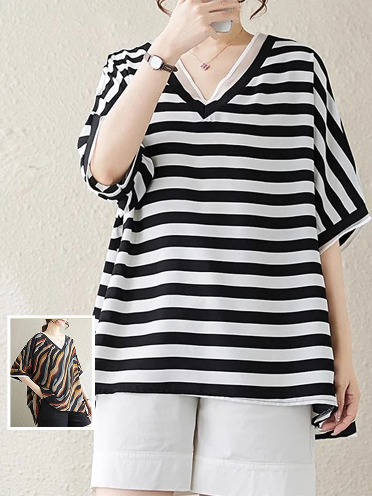 Женская летняя шифоновая повседневная футболка в полоску больших размеров ort Sve V-Ne, утягивающая футболка из полиэфирного волокна в стиле ретро
Женская летняя шифоновая повседневная футболка в полоску больших размеров ort Sve V-Ne, утягивающая футболка из полиэфирного волокна в стиле ретро