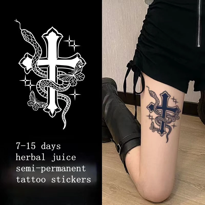 New Sharp Snake Cross Juice Ink Tattoos Stickers Body Art Waterproof Men Women Temporary Tattoo Flower Arm Lasting Fake Tattoos
New Sharp Snake Cross Juice Ink Tattoos Stickers Body Art Waterproof Men Women Temporary Tattoo Flower Arm Lasting Fake Tattoos