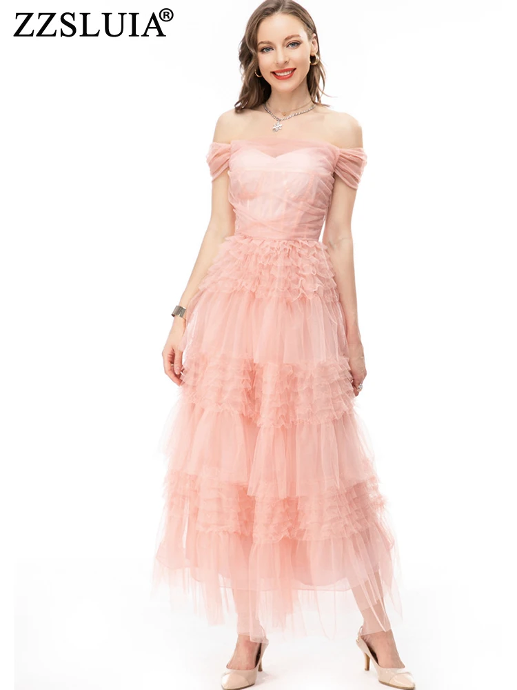 ZZSLUIA Prom Dresses For Women Off Shoulder Ruffles Designer Slim Long Dress Fashion Folds Elegant Mesh Dresses Female Clothing
ZZSLUIA Prom Dresses For Women Off Shoulder Ruffles Designer Slim Long Dress Fashion Folds Elegant Mesh Dresses Female Clothing