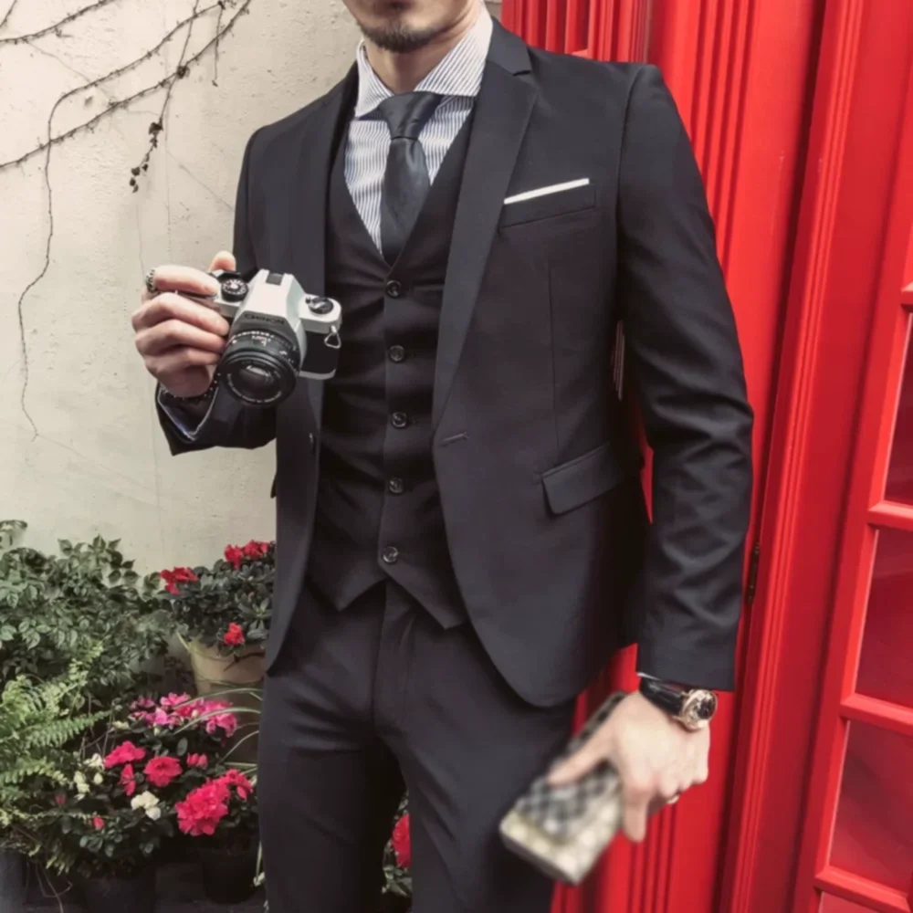 Classic Solid Suits for Men Business Causal Formal Outfits Elegant Groom Wedding Tuxedo 3 Piece Male Suit (Blazer+Vest+Pants)
Classic Solid Suits for Men Business Causal Formal Outfits Elegant Groom Wedding Tuxedo 3 Piece Male Suit (Blazer+Vest+Pants)