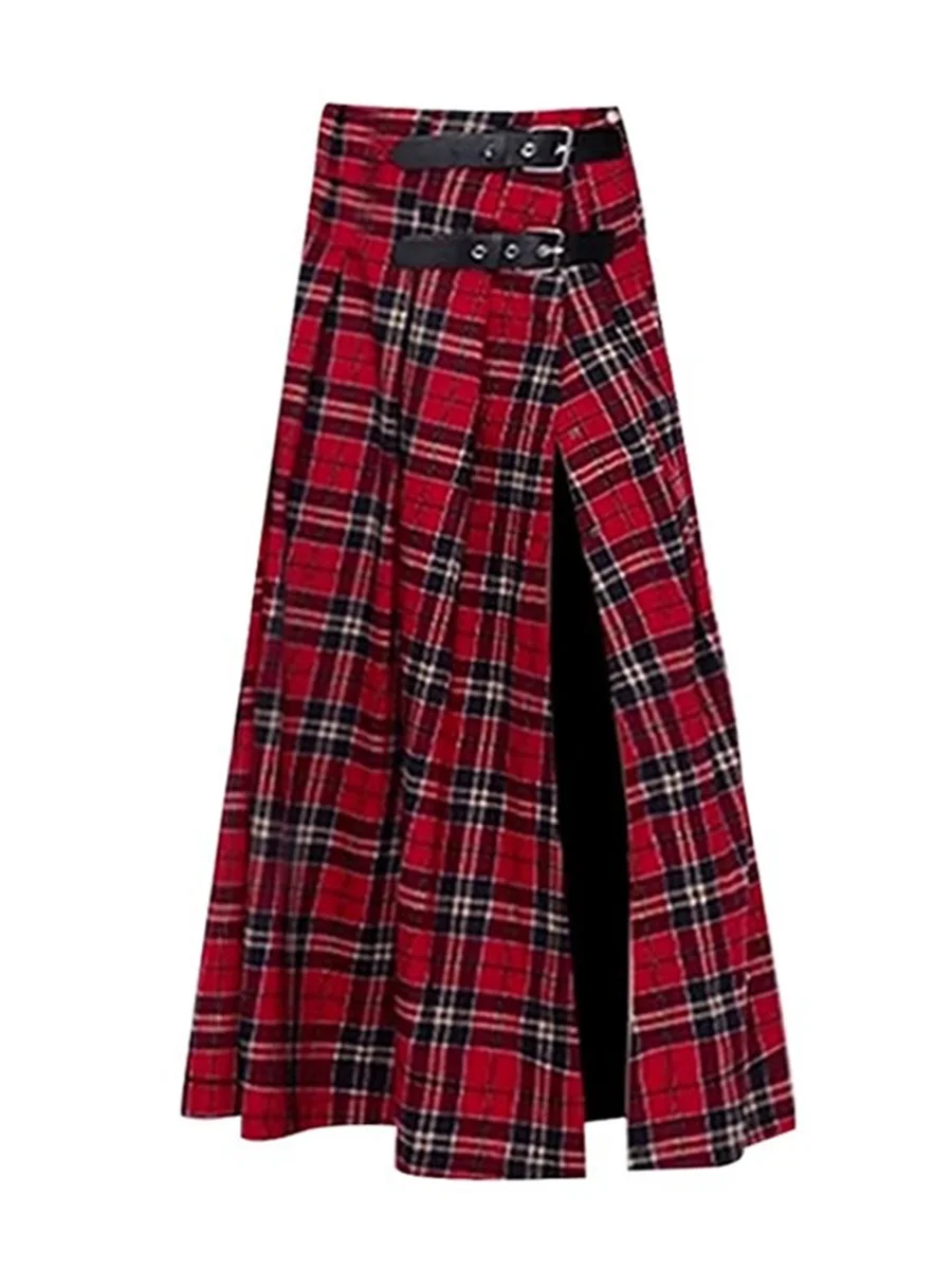 Cisas Plaid High Slit Apron Sle Skirt Women's Mid-Length A-Line Skirts Retro Red Cheered High Waist Split Skirts
Cisas Plaid High Slit Apron Sle Skirt Women's Mid-Length A-Line Skirts Retro Red Cheered High Waist Split Skirts