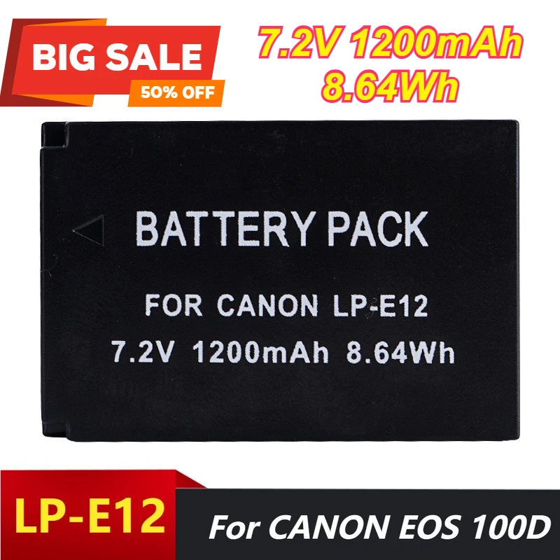7.2V 1200mAh LP-E12 Camera Batteriesfor Canon Cameras EOS 100D M10 M50 M100 SX70 Battery
7.2V 1200mAh LP-E12 Camera Batteriesfor Canon Cameras EOS 100D M10 M50 M100 SX70 Battery
