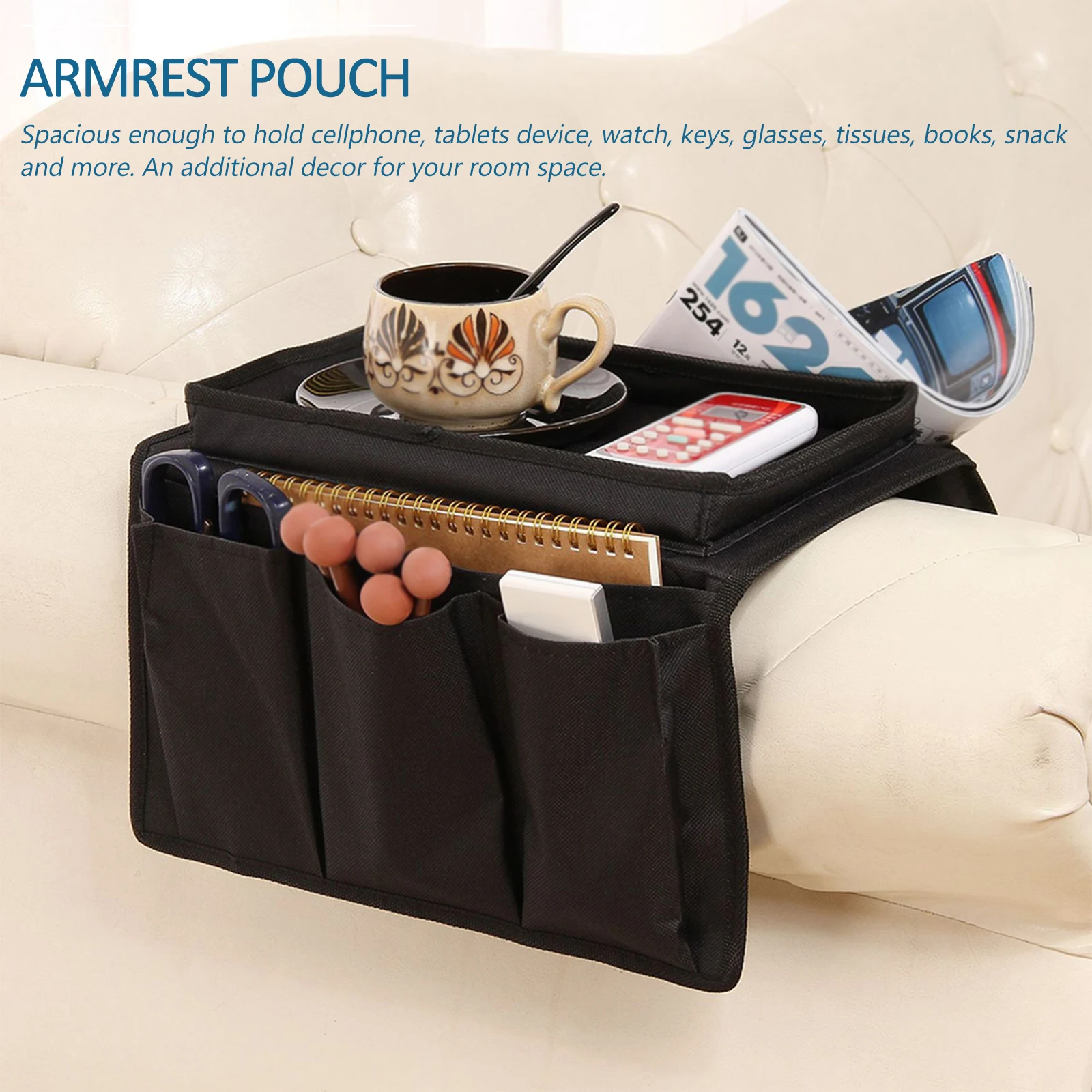 Sofa Armrest Storage Bag Large Pocket 3 Small Pockets Tray Black Sofa Organizer Collapsible Houseware Tidy Easy Clean Dry Oxford
Sofa Armrest Storage Bag Large Pocket 3 Small Pockets Tray Black Sofa Organizer Collapsible Houseware Tidy Easy Clean Dry Oxford