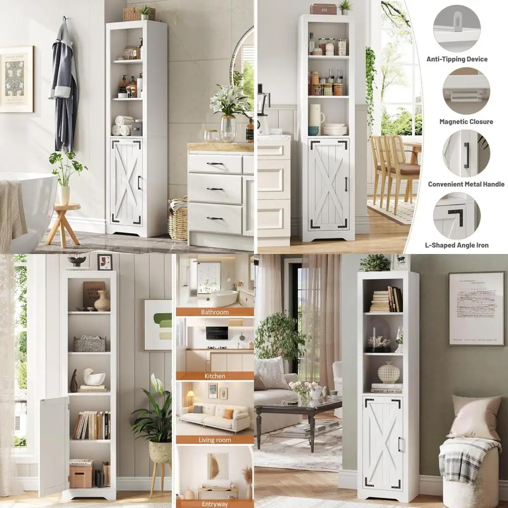 5-уровневая полка для ванной комнаты в фермерском доме высотой 67 дюймов с раздвижной дверью для сарая и регулируемым ящиком для хранения вещей
5-уровневая полка для ванной комнаты в фермерском доме высотой 67 дюймов с раздвижной дверью для сарая и регулируемым ящиком для хранения вещей