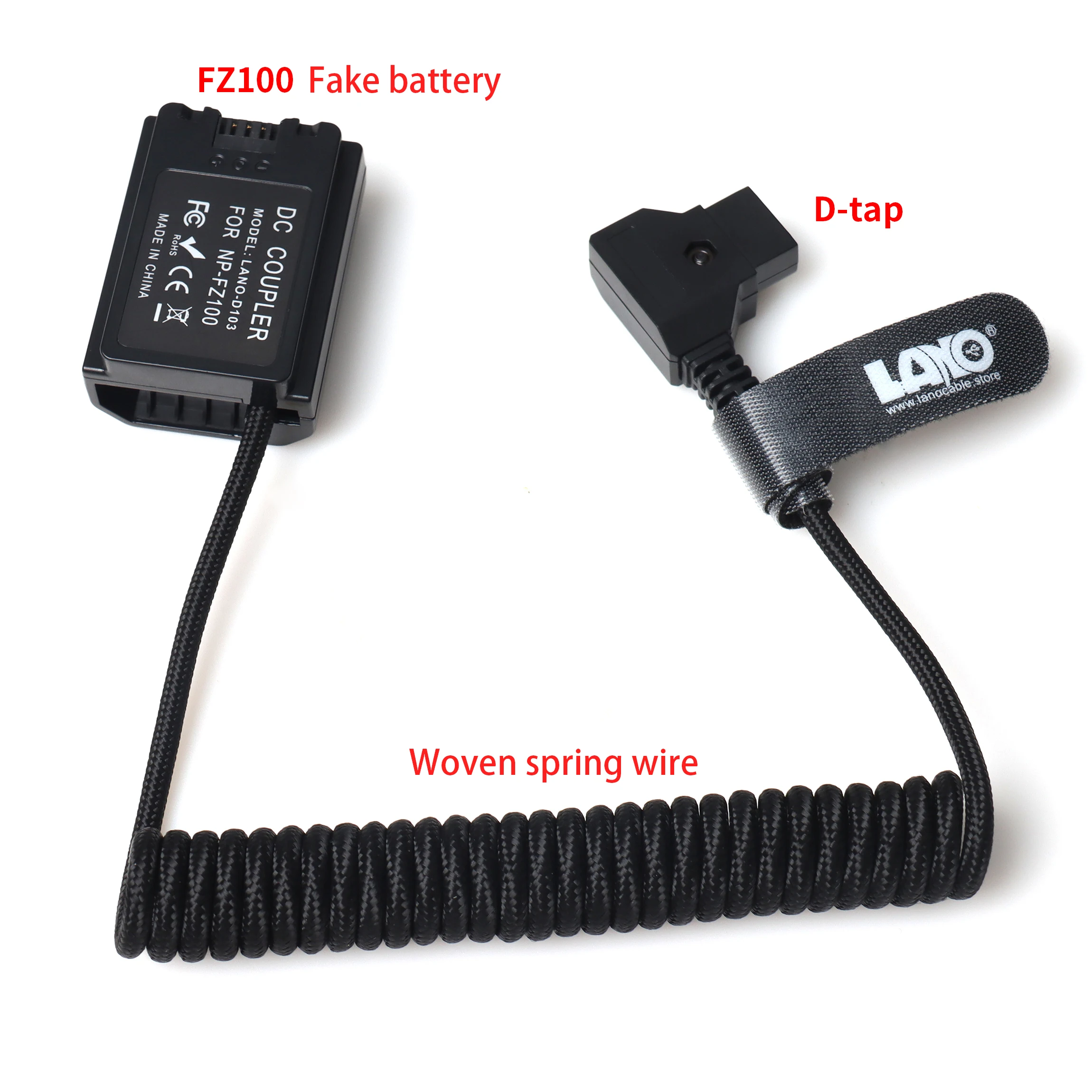 LANO,D-tap on FZ100 fake battery,woven mesh spring wire,suitable for camera,camera power supply line,convenient to carry,durable
LANO,D-tap on FZ100 fake battery,woven mesh spring wire,suitable for camera,camera power supply line,convenient to carry,durable