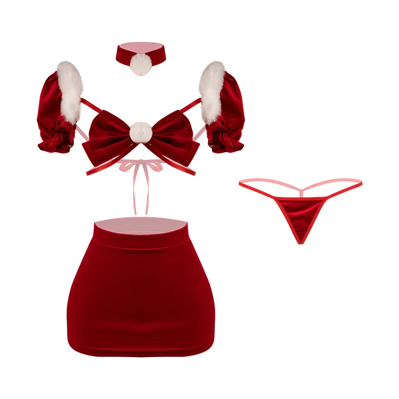 New Fashion Women's Sweet Red Christmas Costumes Two Pieces Velvet Lingerie Dress Naugty Theme Party Nude Fliter Costumes
New Fashion Women's Sweet Red Christmas Costumes Two Pieces Velvet Lingerie Dress Naugty Theme Party Nude Fliter Costumes