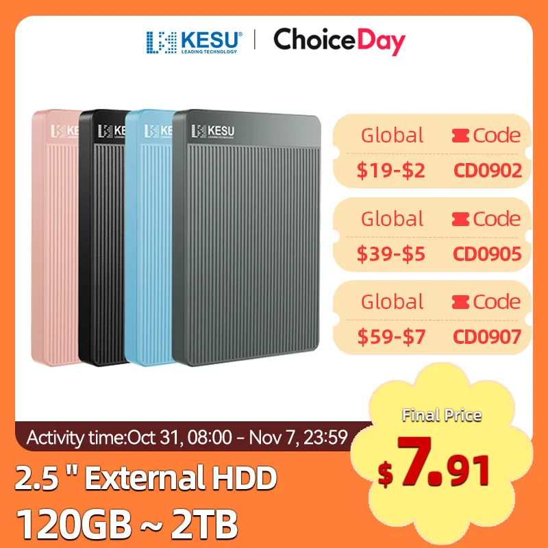 KESU HDD 2.5" Portable External Hard Drive disk 1tb/320gb/500gb/750GB USB3.0 Storage Compatible for Mac Desktop/PC/PS4/Xbox/TV
KESU HDD 2.5" Portable External Hard Drive disk 1tb/320gb/500gb/750GB USB3.0 Storage Compatible for Mac Desktop/PC/PS4/Xbox/TV