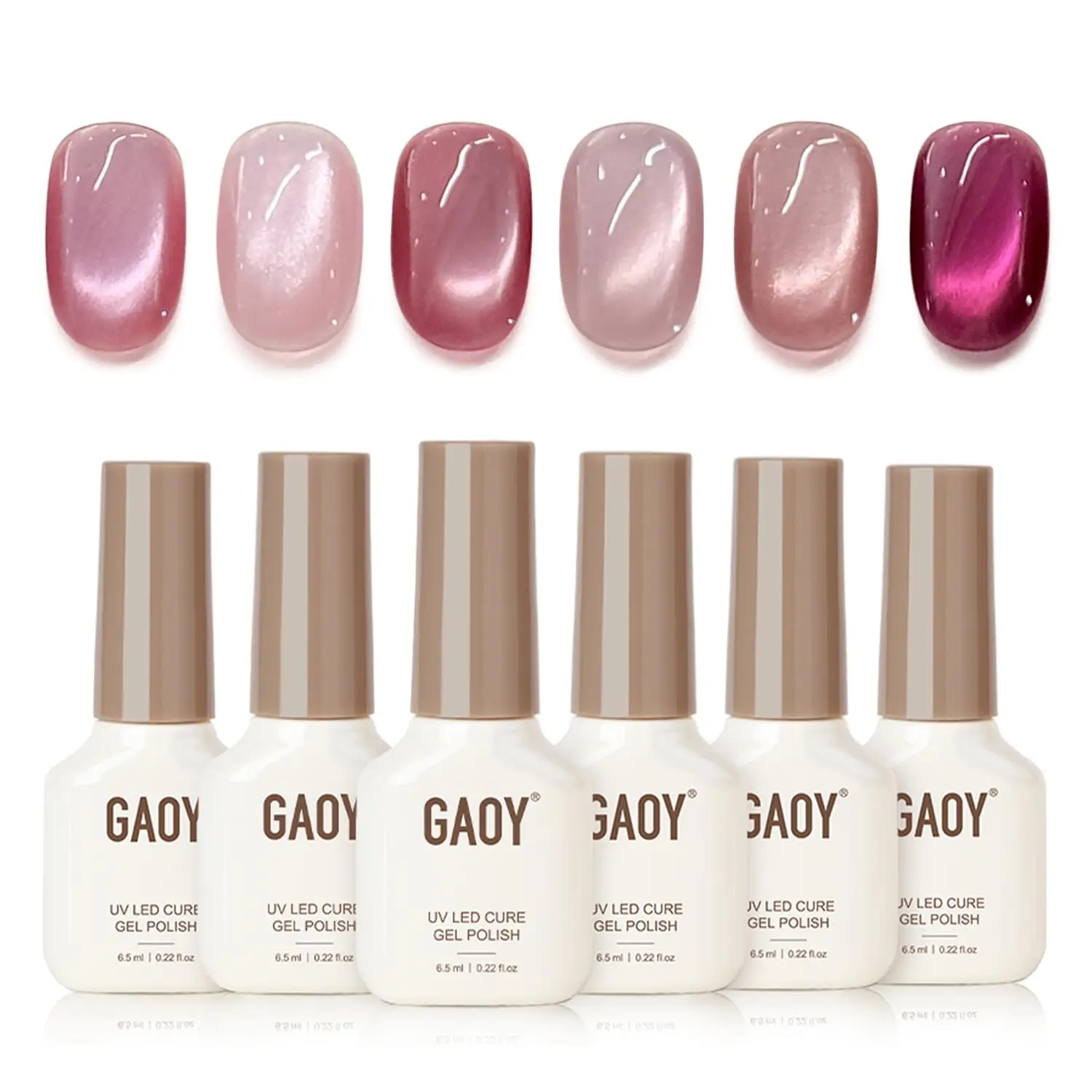 6 Color Cat Eye Gel Nail Polish Set with Magnet, Holographic Effect for Valentine's Date Night, Sweet & Spicy DIY Manicure
6 Color Cat Eye Gel Nail Polish Set with Magnet, Holographic Effect for Valentine's Date Night, Sweet & Spicy DIY Manicure