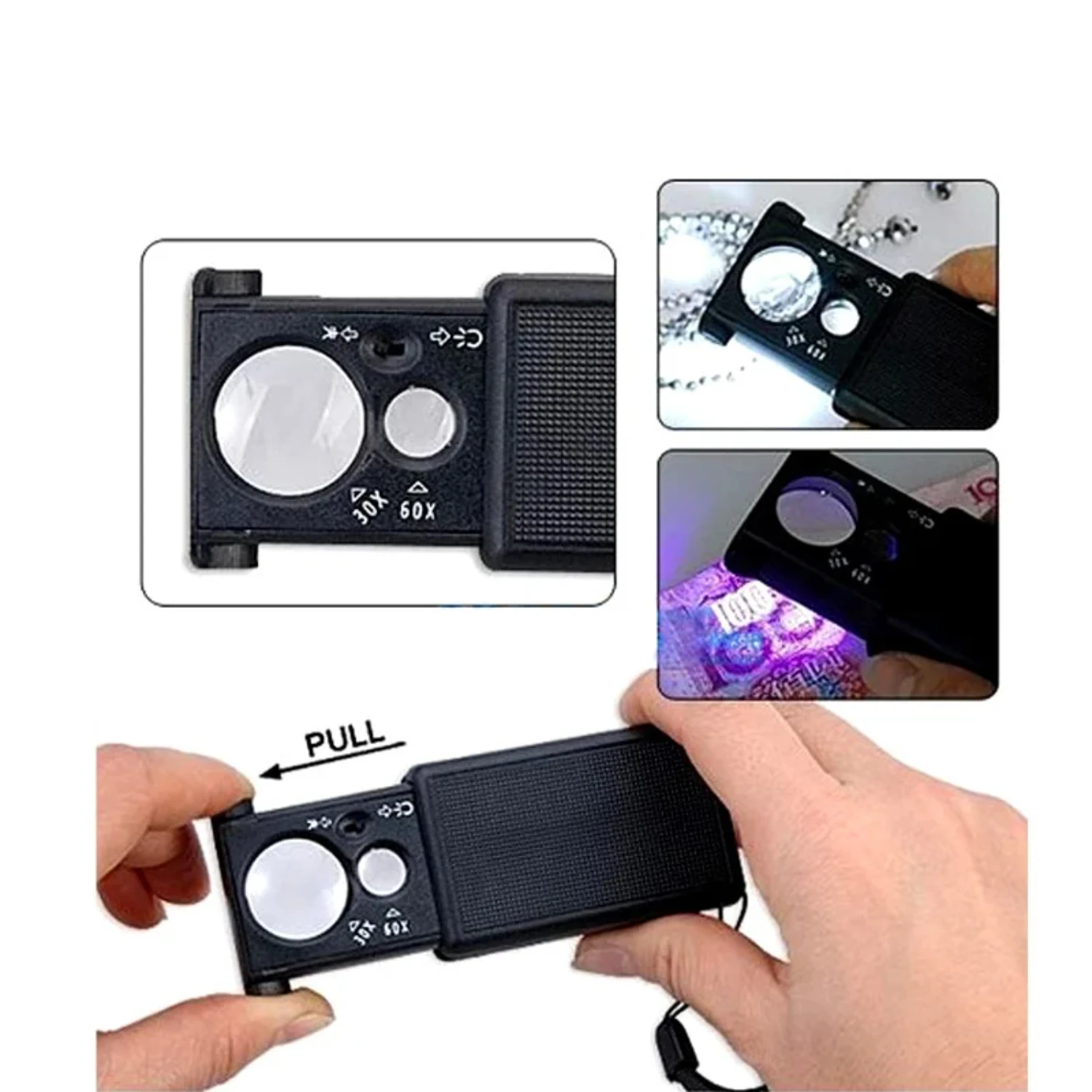 30X 60X Pull-type Jewelry Magnifier Mini Pocket Hand Magnifying Glass Portable Microscope Loupe Optical Lens Tool Light
30X 60X Pull-type Jewelry Magnifier Mini Pocket Hand Magnifying Glass Portable Microscope Loupe Optical Lens Tool Light