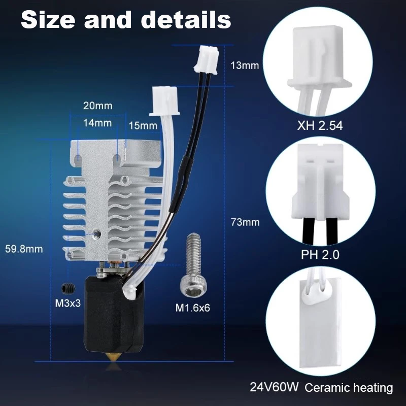 Новое обновление керамической печатающей головки для Creality Ender 3 V3 SE 24 В 60 Вт для сопла Bambu для нагревательного блока 3D-принтера Ender3 V3 Se
Новое обновление керамической печатающей головки для Creality Ender 3 V3 SE 24 В 60 Вт для сопла Bambu для нагревательного блока 3D-принтера Ender3 V3 Se