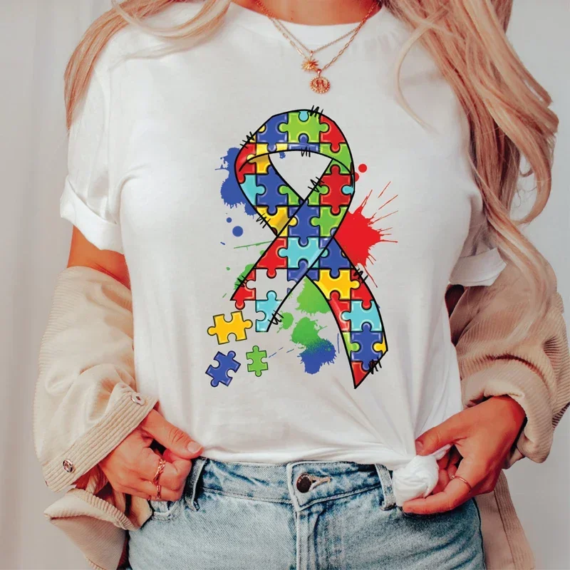 Autism Awareness T-shirt Women's Clothing Neutral Cotton T-shirt Autism Support T-shirt Short Sleeve Awareness Month T-shirt
Autism Awareness T-shirt Women's Clothing Neutral Cotton T-shirt Autism Support T-shirt Short Sleeve Awareness Month T-shirt