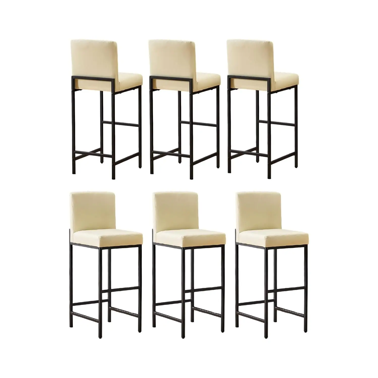 30'' Counter Height Bar Stools 6pcs w/ Back Faux Leather Metal Legs Cushioned Kitchen Home Bar Beige, Customized
30'' Counter Height Bar Stools 6pcs w/ Back Faux Leather Metal Legs Cushioned Kitchen Home Bar Beige, Customized