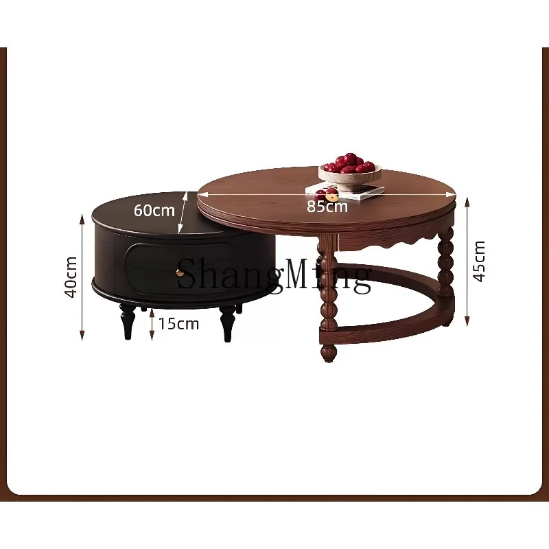 ZHB medieval retro style solid wood coffee table side table combination living room household small apartment round tea table
ZHB medieval retro style solid wood coffee table side table combination living room household small apartment round tea table