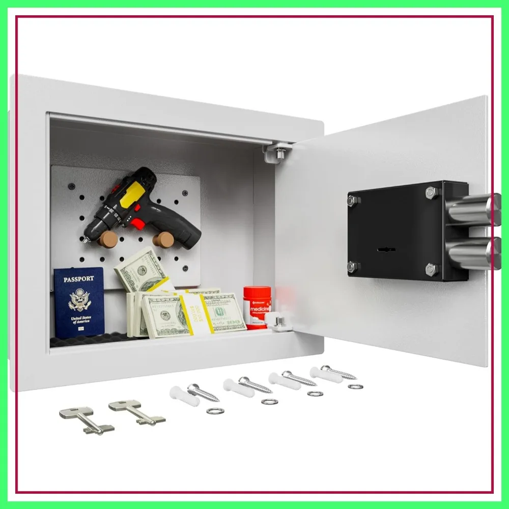 Small Hidden Wall Safe Between 16" Studs with Removable Pegboard, Key Access, White for Jewelry, Passport, Document Storage
Small Hidden Wall Safe Between 16" Studs with Removable Pegboard, Key Access, White for Jewelry, Passport, Document Storage