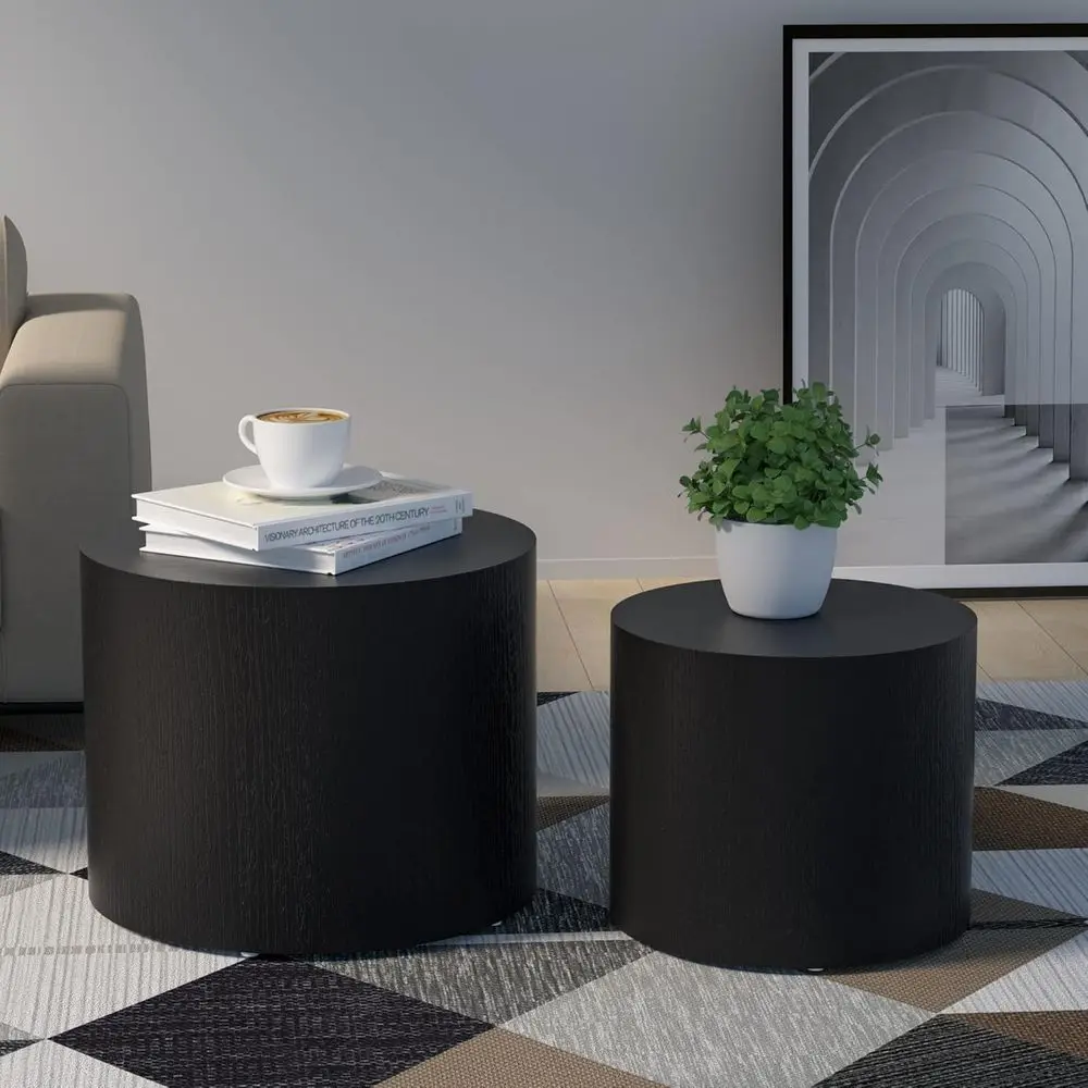 Nesting Coee Table Set o 2, Black Round Wooden ern Circle Table or Small Space Living Room Bedroom Accent End Side Table (Black)
Nesting Coee Table Set o 2, Black Round Wooden ern Circle Table or Small Space Living Room Bedroom Accent End Side Table (Black)