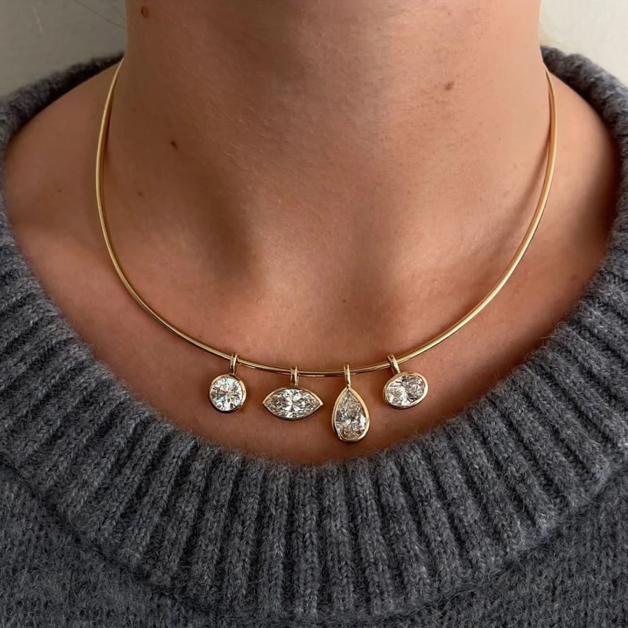 Stainless Steel Plated 18K Gold Luxury Sparkling Zircon Charm Patchwork Hoop Choker Necklace for Women Boho Tarnish Free Jewelry
Stainless Steel Plated 18K Gold Luxury Sparkling Zircon Charm Patchwork Hoop Choker Necklace for Women Boho Tarnish Free Jewelry