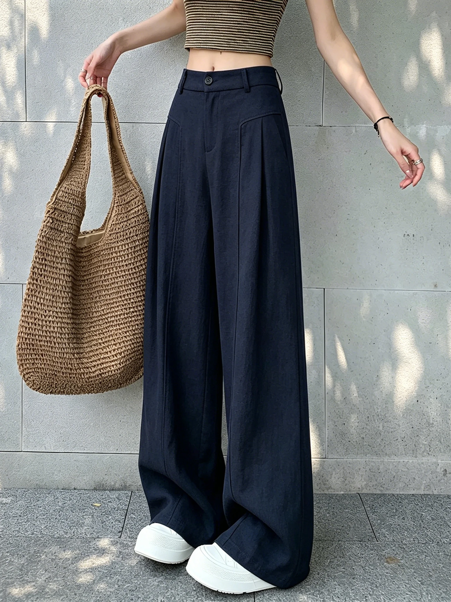 Slimming High Waist Wide Leg Pants Ice Silk Cotton Linen Women's Summer Thin Loose Drapey Trousers Commute Style Straight Cut
Slimming High Waist Wide Leg Pants Ice Silk Cotton Linen Women's Summer Thin Loose Drapey Trousers Commute Style Straight Cut
