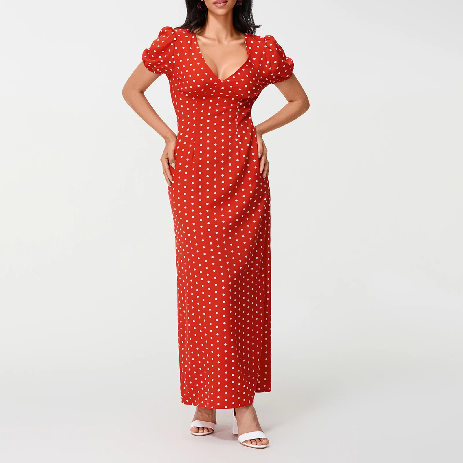 Elegant Women Summer Patchwork Long Slim Dress Prairie Chic Red Short Sleeve Deep V Neck Casual Dot Print Party Dresses
Elegant Women Summer Patchwork Long Slim Dress Prairie Chic Red Short Sleeve Deep V Neck Casual Dot Print Party Dresses