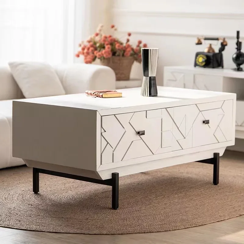 French vintage cream-colored solid wood coffee table with drawers iron legs sofa side table for living room
French vintage cream-colored solid wood coffee table with drawers iron legs sofa side table for living room