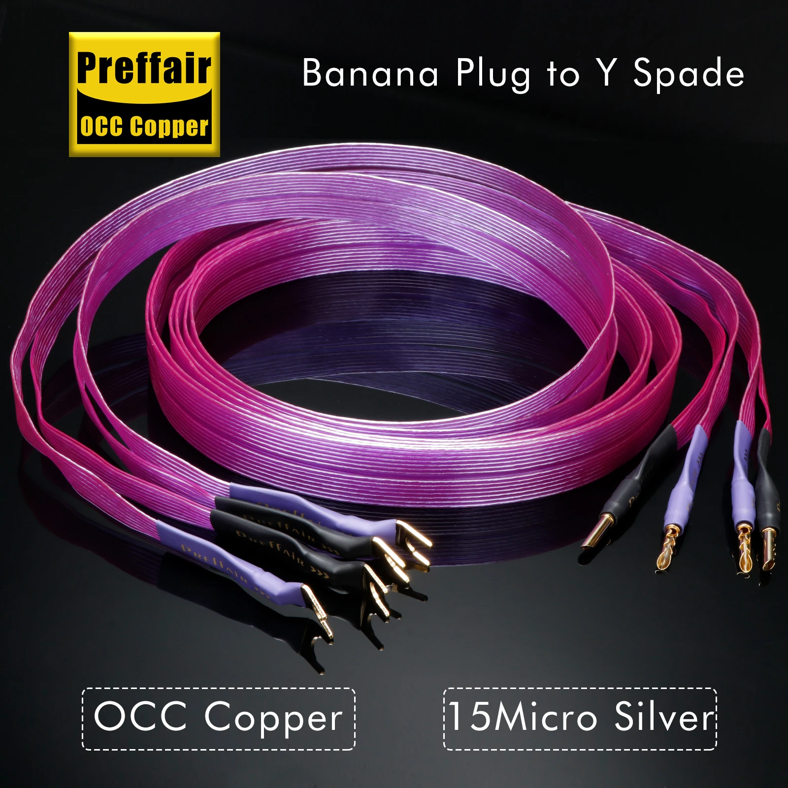 Pair OCC Speaker Cable Purple flat belt speaker cable with Serrated Banana Y Plugs Cable for Speaker Amplifier
Pair OCC Speaker Cable Purple flat belt speaker cable with Serrated Banana Y Plugs Cable for Speaker Amplifier