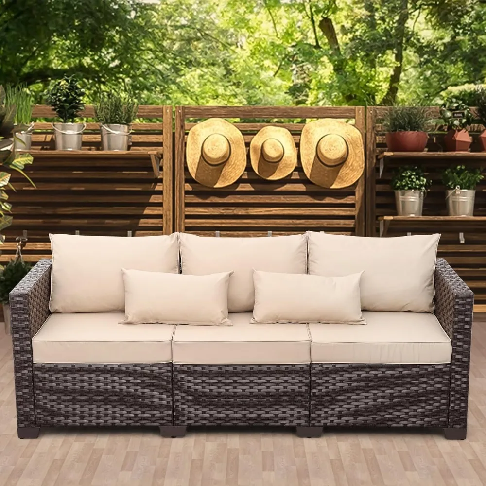 Patio Furniture 3-seat Sofa Wicker Outdoor Furniture Outdoor Couch Deep Seat Hight Backrest Non-Slip Cushions, Khaki
Patio Furniture 3-seat Sofa Wicker Outdoor Furniture Outdoor Couch Deep Seat Hight Backrest Non-Slip Cushions, Khaki