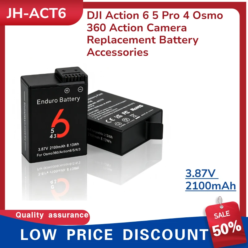 Rechargeable Long Lasting Battery Compatible with DJI Action 6 5 Pro 4 Osmo 360 Action Camera Replacement Battery Accessories
Rechargeable Long Lasting Battery Compatible with DJI Action 6 5 Pro 4 Osmo 360 Action Camera Replacement Battery Accessories
