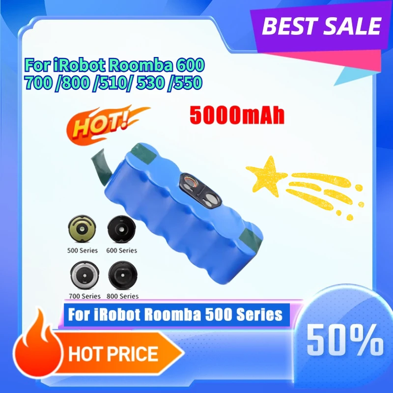 High-quality lithium-ion battery 5000mAh for iRobot Roomba 600 700 800 series 510 530 550
High-quality lithium-ion battery 5000mAh for iRobot Roomba 600 700 800 series 510 530 550
